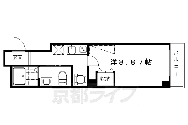 フラッティK&S千本寺之内(1K/2階)の間取り写真