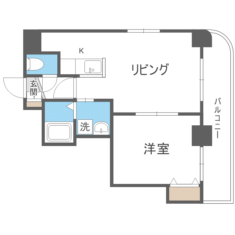 METRO SIDE大通(1LDK/2階)の間取り写真