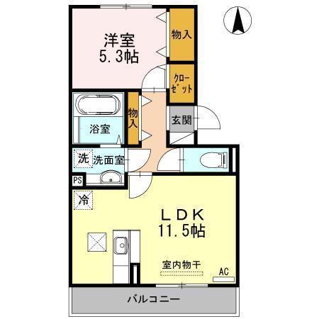 リアン トゥール(1LDK/1階)の間取り写真