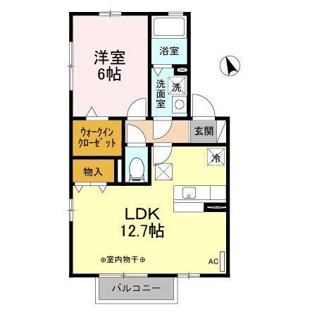 シエルハウスC(1LDK/1階)の間取り写真