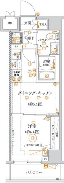 ガリシア亀戸水神(1DK/3階)の間取り写真