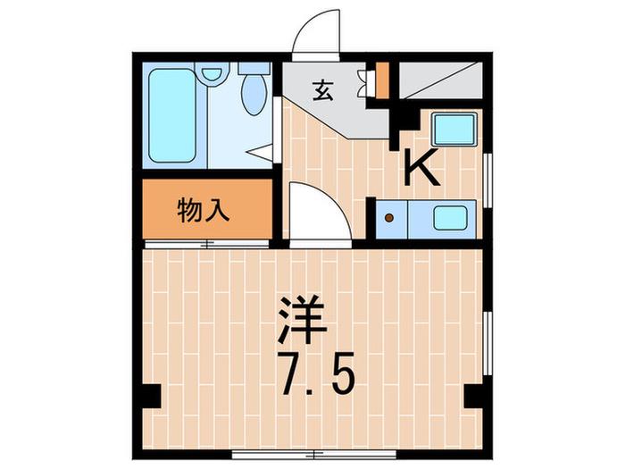 アイビ-フラット(1K/2階)の間取り写真