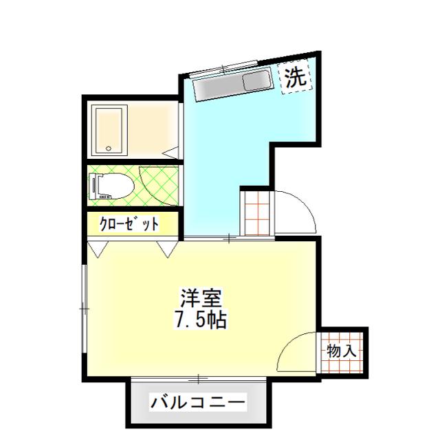 袴塚ハイツ(1K/2階)の間取り写真