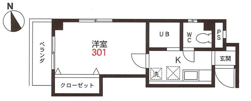ユミール(1K/3階)の間取り写真