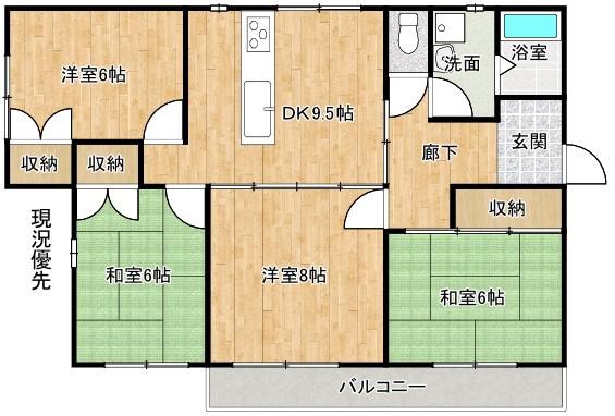 ドリームハイツ(4DK/2階)の間取り写真