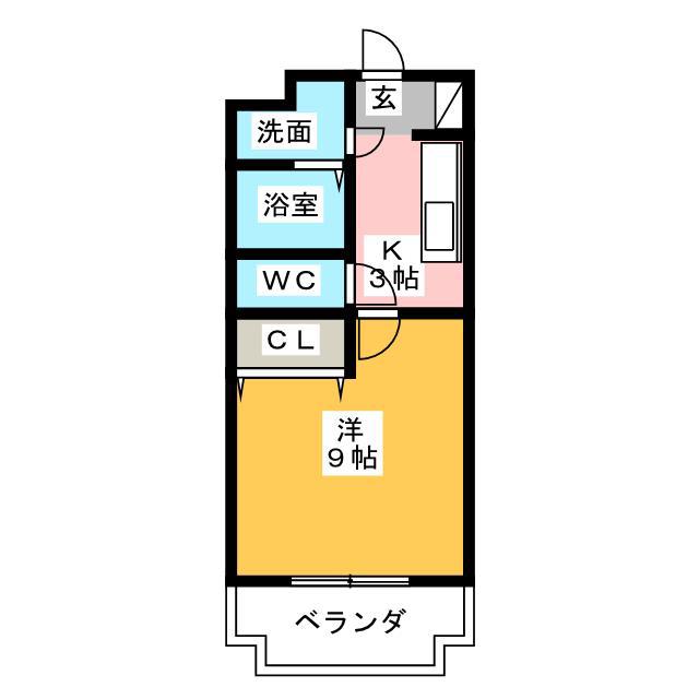 SUNRISE一番館(1K/3階)の間取り写真