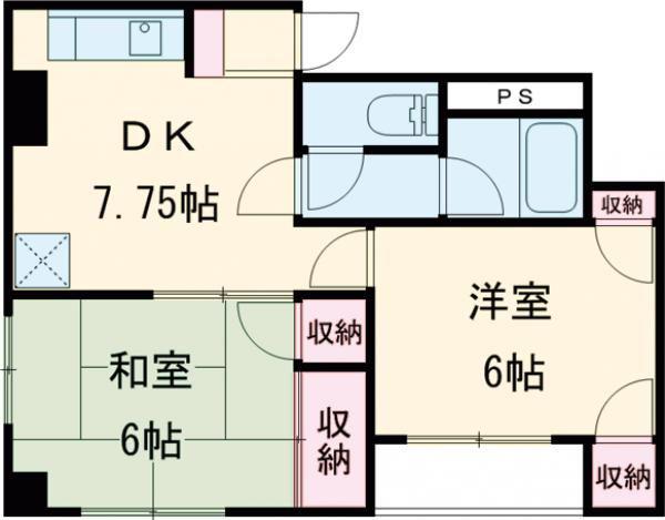 飛鳥ハイツ青梅(2DK/6階)の間取り写真