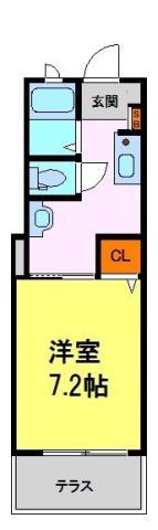 ラフィネ花屋敷(1K/1階)の間取り写真