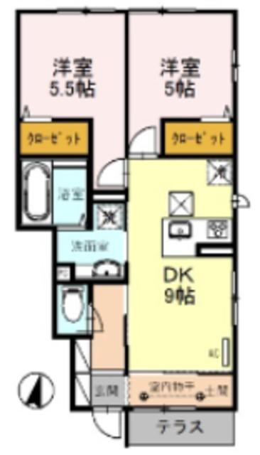 クレイン(2DK/1階)の間取り写真