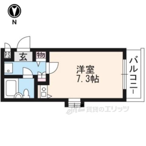 DETOM-1西陣Ⅱ(ワンルーム/2階)の間取り写真