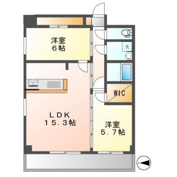 GRANDUKE丸田町(2LDK/14階)の間取り写真