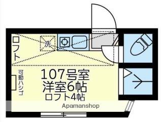 ユナイトあさひマルレーヌ(ワンルーム/1階)の間取り写真