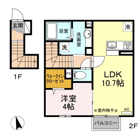 エクレール野田(1LDK/2階)の間取り写真