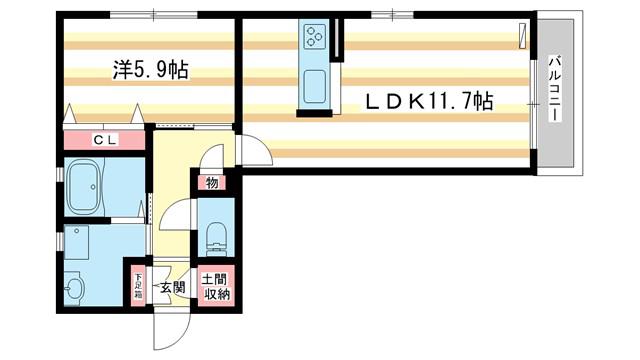 シャーメゾン八重桜(1LDK/2階)の間取り写真