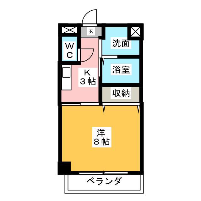 マンション西城(1K/3階)の間取り写真