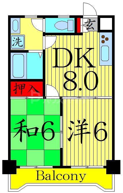 TOWER1994(2DK/2階)の間取り写真