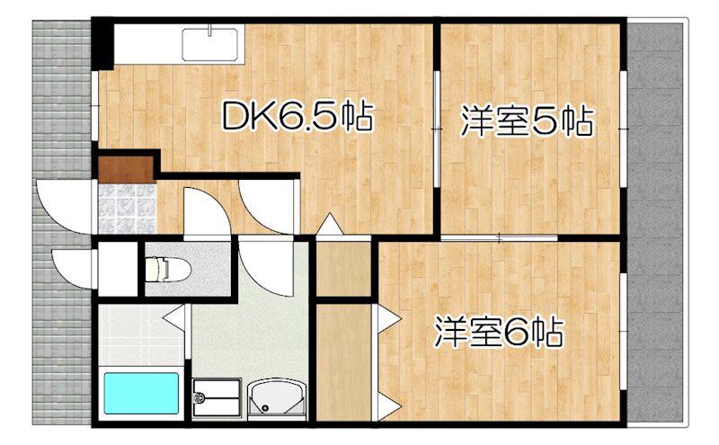 クレインズマンション(2DK/2階)の間取り写真