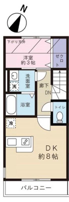 ベルクハイム松原(1LDK/2階)の間取り写真