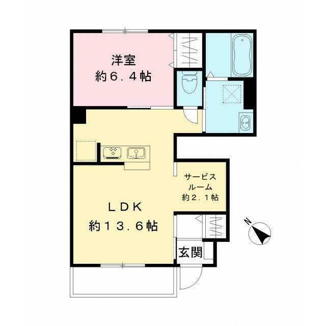 グランシエル北柏(1SLDK/1階)の間取り写真