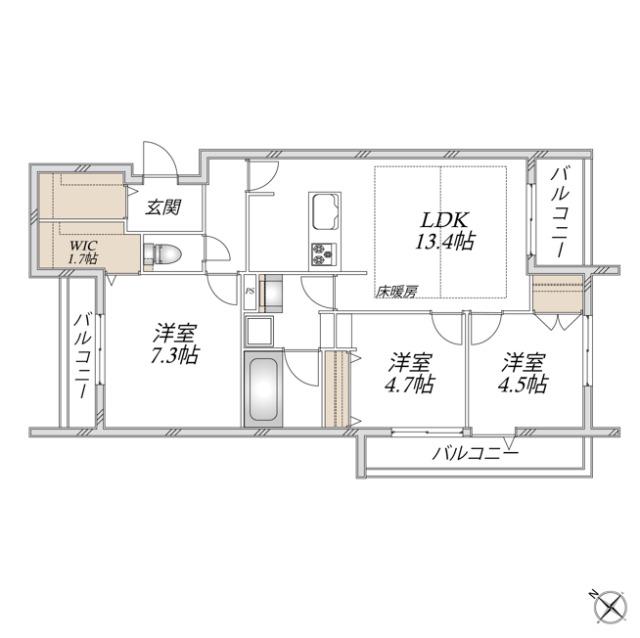 領家プライムコートI(3LDK/2階)の間取り写真