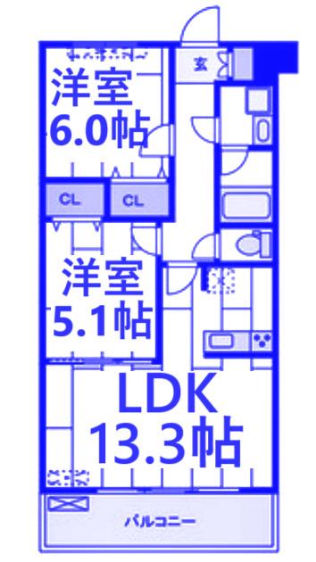 エクセル新川崎(2LDK/2階)の間取り写真