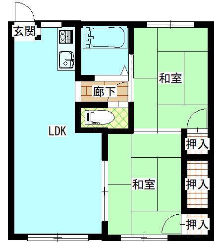 コーポカトレア(2LDK/1階)の間取り写真