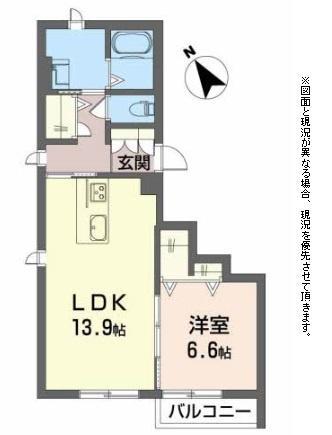 シャーメゾンフェリーチェTOMO(1LDK/2階)の間取り写真