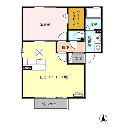 セピアコート(1LDK/1階)の間取り写真