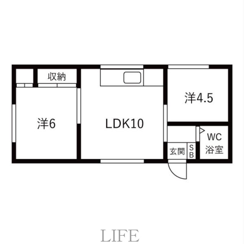 中山北都ハイツB(2DK/3階)の間取り写真