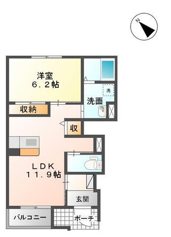 ディアコート桜(1LDK/1階)の間取り写真