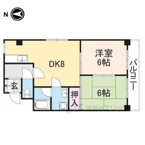 シルバン吉祥院(2DK/4階)の間取り写真