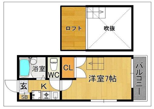 サマックス(1K/2階)の間取り写真