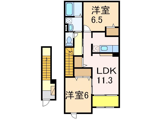サンクレスト若草(2LDK/2階)の間取り写真
