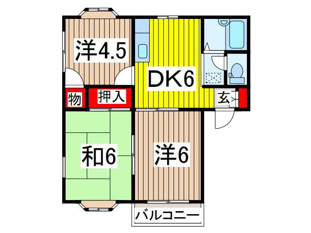 プリムローズ(3DK/1階)の間取り写真