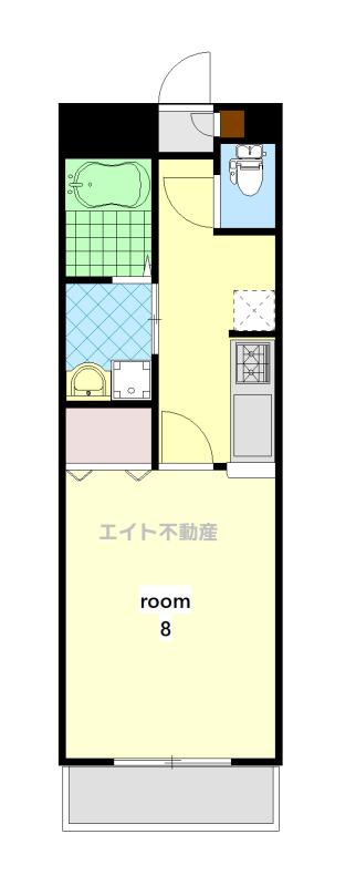 ISLAND吾田東(1K/2階)の間取り写真