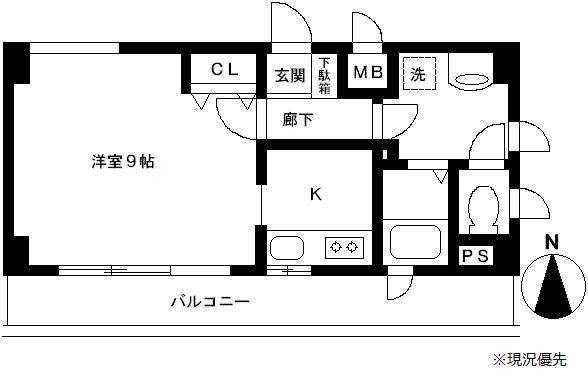 プレジール(1K/2階)の間取り写真