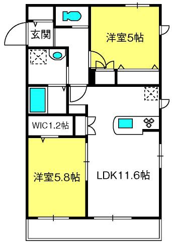 MAISON DE LUPO(2LDK/3階)の間取り写真