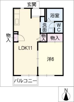 コーポワルツ(1LDK/2階)の間取り写真