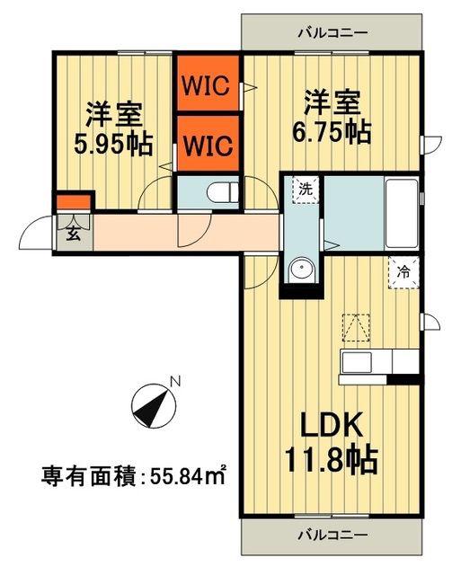 エスペランサ A(2LDK/2階)の間取り写真