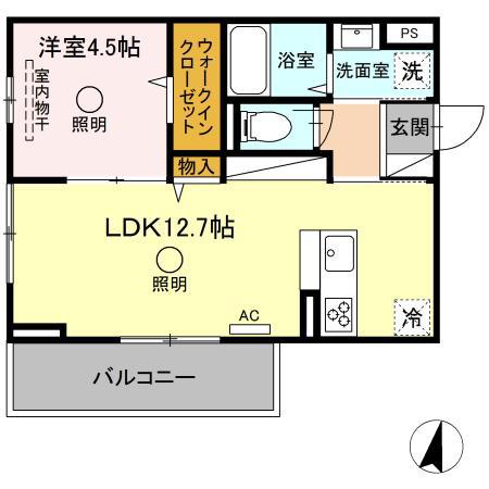 サン ベノア(1LDK/2階)の間取り写真