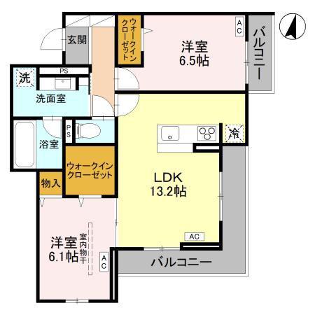 ウエストスクエア(2LDK/3階)の間取り写真