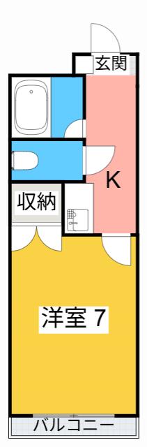 ドミネンス曲尺手(1K/2階)の間取り写真