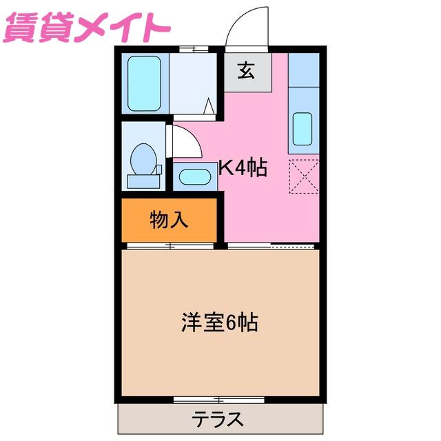 ヒラタGRIT(1K/1階)の間取り写真
