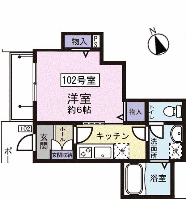 カンフルツリーハウス(1K/1階)の間取り写真