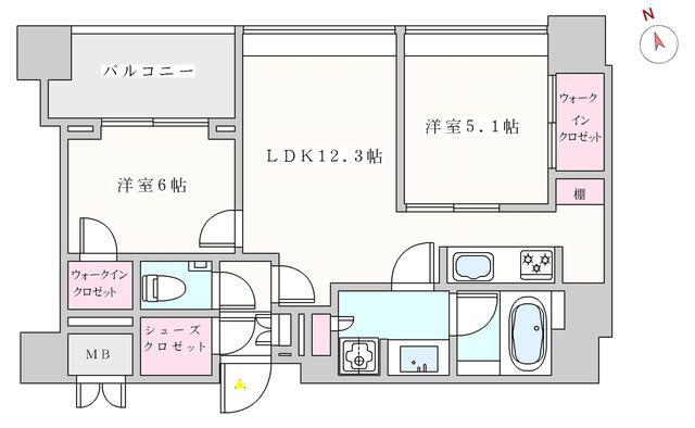 グランスイート麻布台ヒルトップタワーグランスイートアザブダイヒルトッ(2LDK/24階)の間取り写真