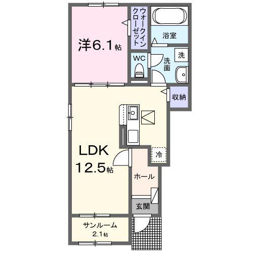ルポール ジェルメ(1LDK/1階)の間取り写真