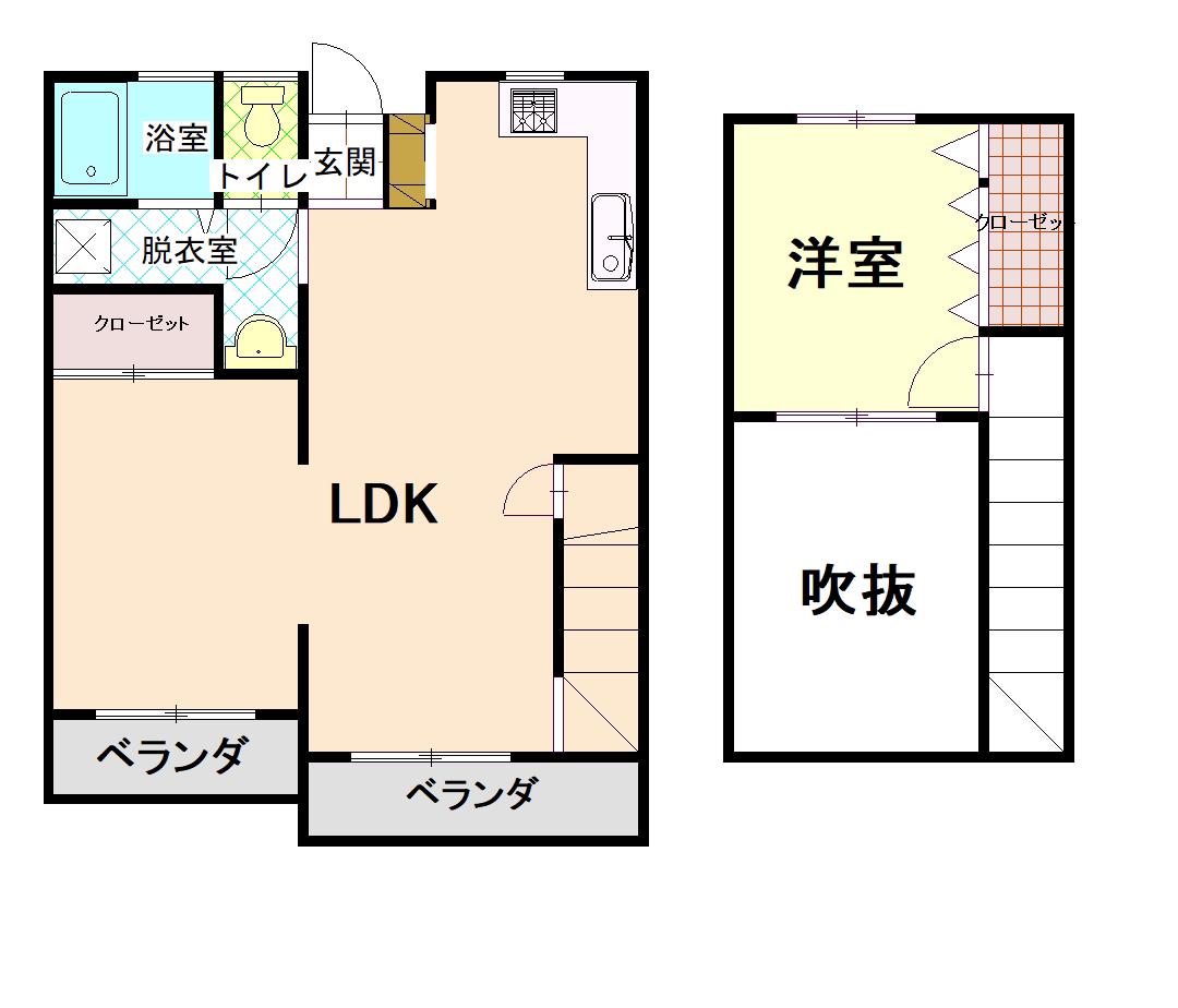 セゾンマキノI(1LDK/2階)の間取り写真