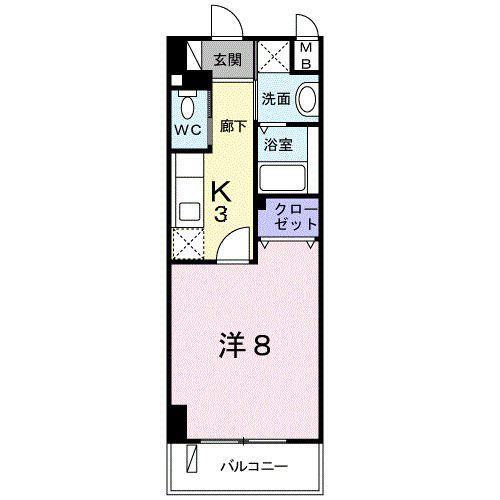 クレセント きららII(1K/3階)の間取り写真