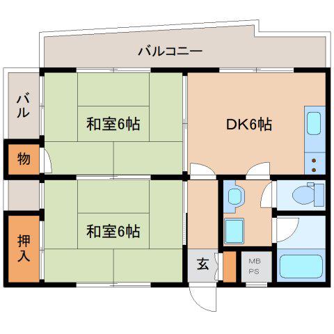 クレアコート精華(2DK/3階)の間取り写真