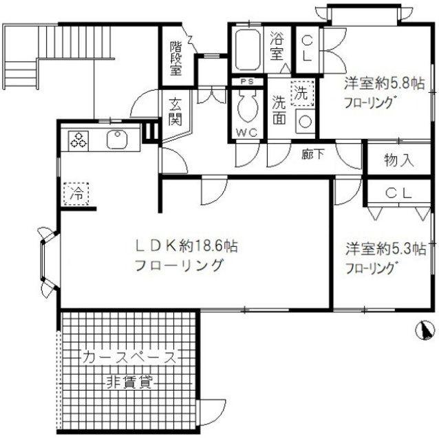 都営三田線 巣鴨駅 徒歩4分 2階建 築43年(2LDK/1階)の間取り写真